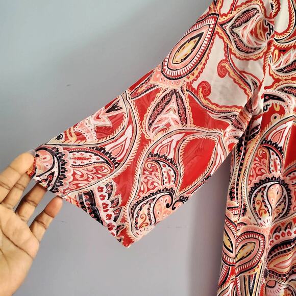 JM Collection Paisley Studded Blouse Top Size L - Picture 4 of 6